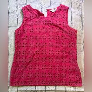 Boden Fuchsia Floral Eyelet Top